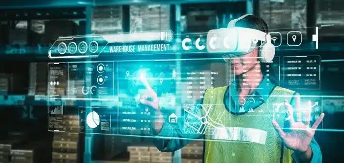 warehouse worker using VR technology