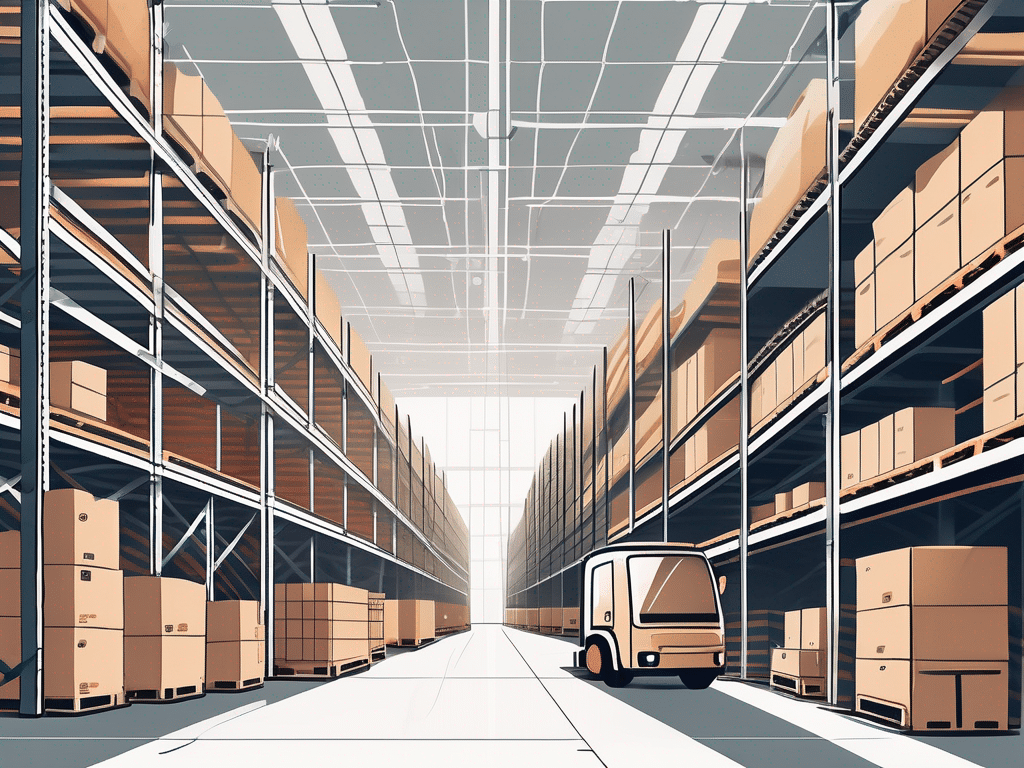 A highly organized warehouse with various sections for different goods