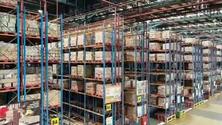 warehouse rack labels in large facility interior