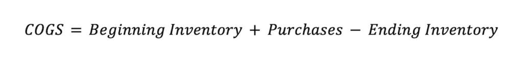 cogs formula COGS equals Beginning Inventory plus Purchases minus Ending Inventory