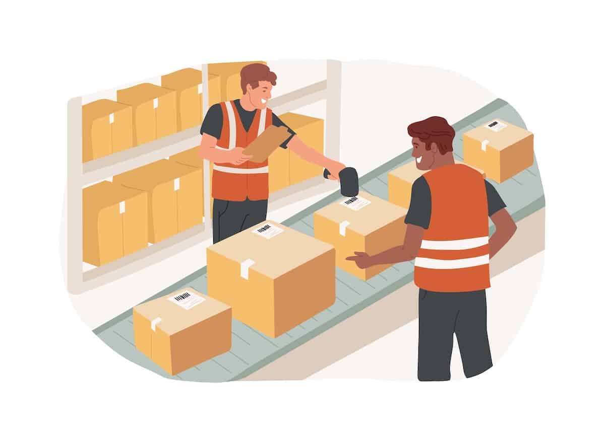 two warehouse workers doing order fulfillment tasks